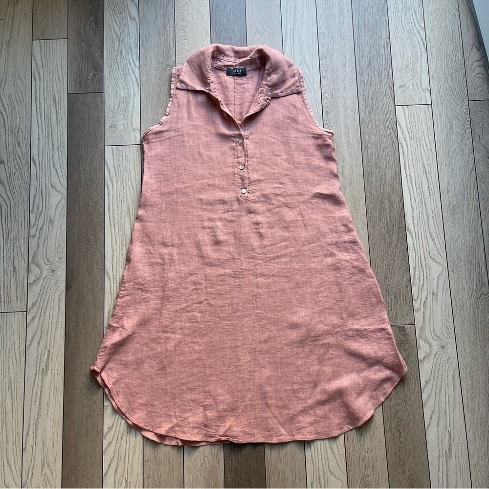 Saca Linen Flax Coral Sleeveless Tunic